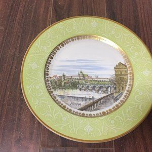 Vintage Pirken Hammer Louise Prague Charles Bridge 24 KT Gold Trim Hand Painted